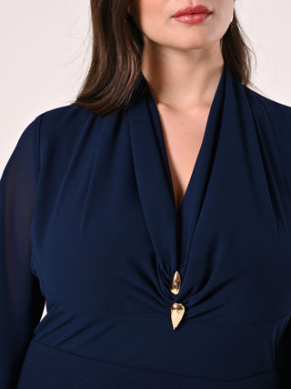 Curvy Blue Dress with Jewel Detail
