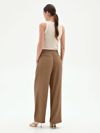 Mud Brown Cady Palazzo Pants