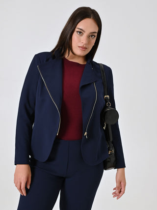 Curvy Blue Jacket with Zip