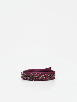 Cintura gioiello bordeaux con cristalli