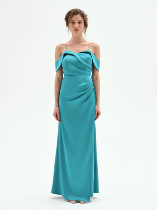 Smaragdgrünes Maxikleid mit drapiertem Bustier