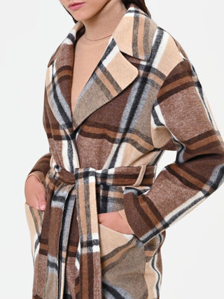 Cappotto a vestaglia fantasia quadri testa di moro in misto lana Giorgia Palmas X Rinascimento