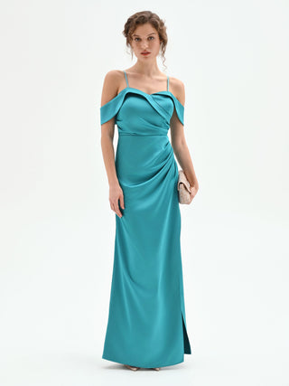Smaragdgrünes Maxikleid mit drapiertem Bustier