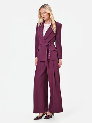 Pantalone a palazzo fluido bordeaux rosso