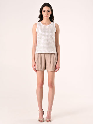 Tank Top with Tulle, Pearls and Sequins