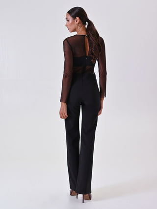 Tuta Nera Bustier con Corpino in Tulle