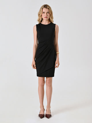 Black Draped Sheath Dress