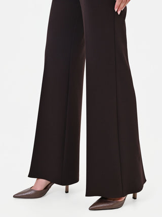 Pantalone a palazzo moro marrone in scuba mano crepe