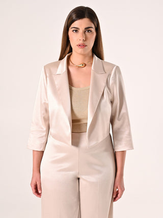Curvy-Spenzer mit Lurex in Beige