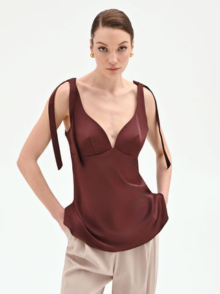 Chocolate satin top