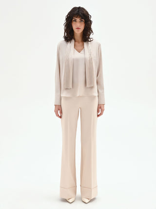 Light beige blouse with plissé detail