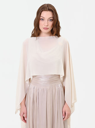 Cappa foulard in georgette beige chiaro