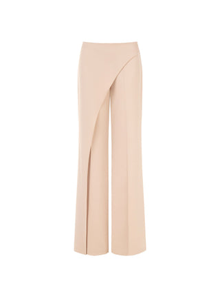 Pantalone asimmetrico fluido tortora beige