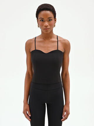 Black Double-Strap Bustier Top