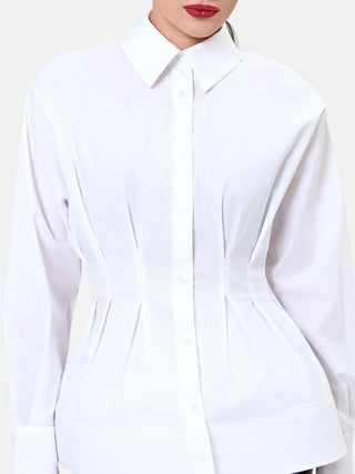 Camicia in cotone bianca con effetto corsetto