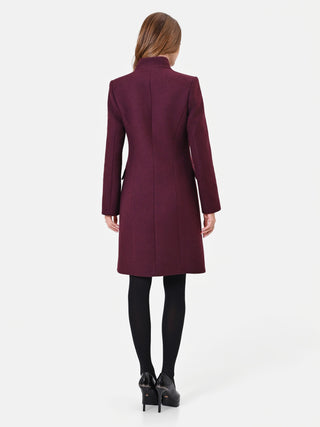 Cappotto bordeaux con bottoni gioiello