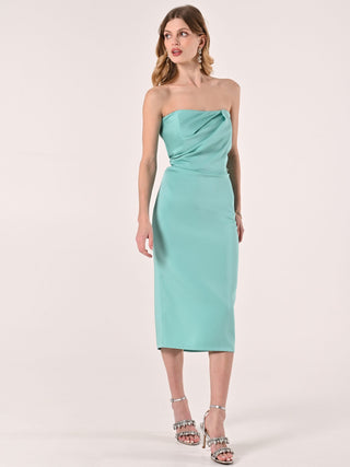 Robe fourreau vert d’eau en satin