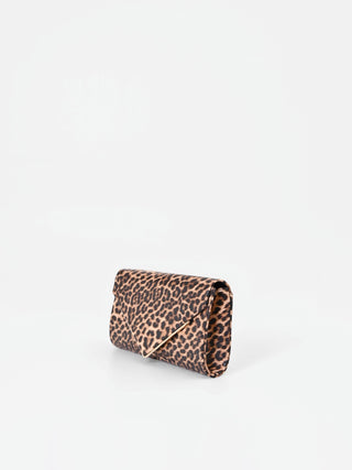 Pochette busta animalier con dettaglio dorato