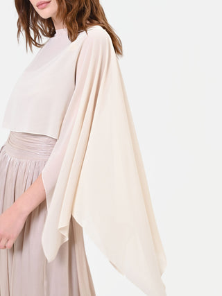 Cappa foulard in georgette beige chiaro